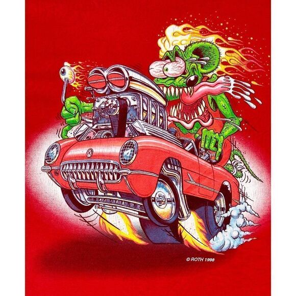 Vintage 1998 Rat Fink Ed Roth T-shirt Red Hot Rod 90s - Picture 3 of 8
